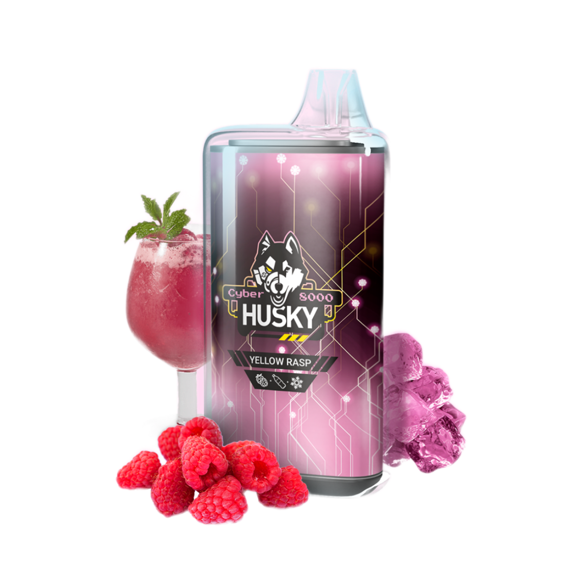 HUSKY CYBER NEW 8000 Малиновый лимонад лёд