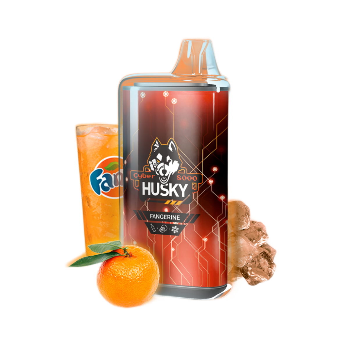 HUSKY CYBER NEW 8000 Мандариновая фанта лёд